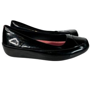 FitFlop Minimalist Due Black Patent Leather Ballet Flats Comfort Walking EU 41